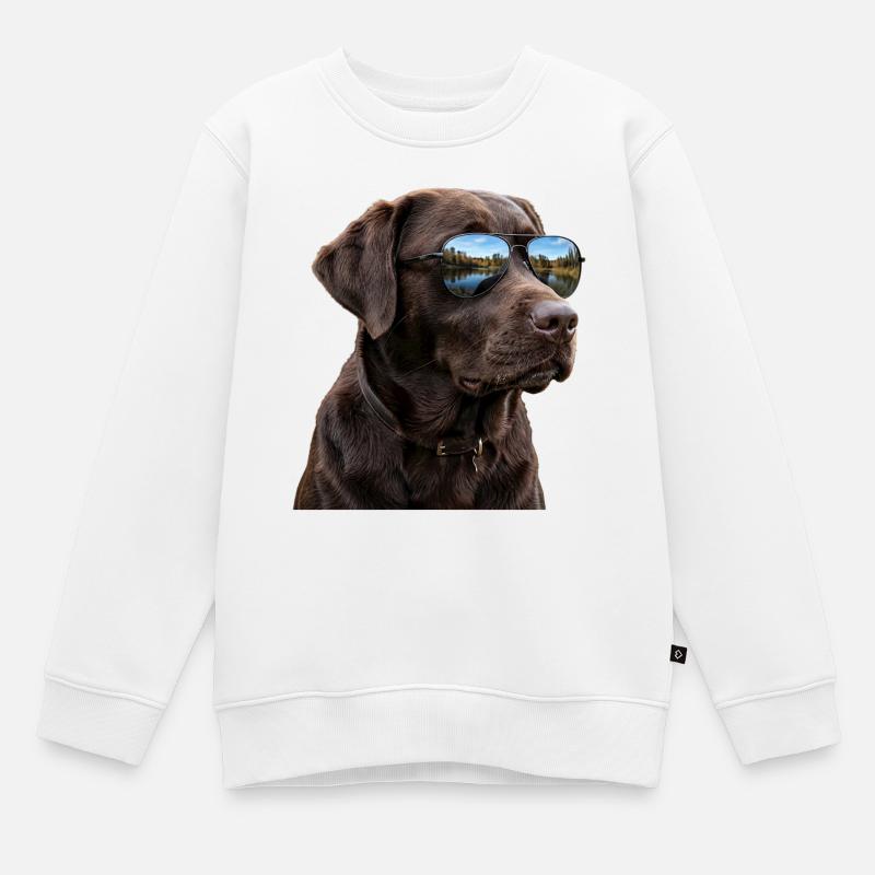 Labrador mit Sonnenbrille - Kinder Premium Organic Sweatshirt - Weiß
