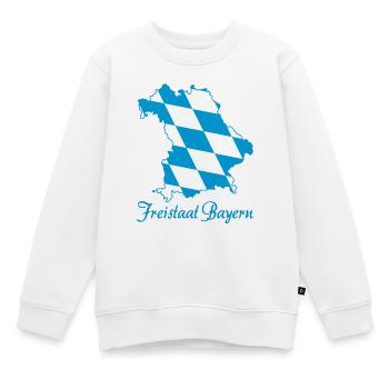 Freistaat Bayern Landkarte blau weiß Rautenmuster - Kinder Premium Organic Sweatshirt - Weiß - Vorne - AI Model Kid Male (0cm)