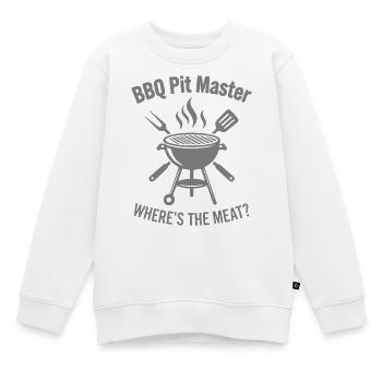 MAÎTRE DE LA FOSSE BARBECUE OÙ EST LA VIANDE Graphisme du grill - Sweat Premium enfant bio - blanc - Devant - AI Model Kid Male (0cm)