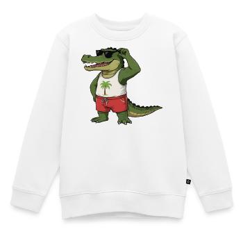 Krokodil Comic - Kinder Premium Organic Sweatshirt - Weiß - Vorne - AI Model Kid Male (0cm)