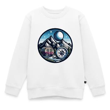 Camping Kompass - Kinder Premium Organic Sweatshirt - Weiß - Vorne - AI Model Kid Male (0cm)