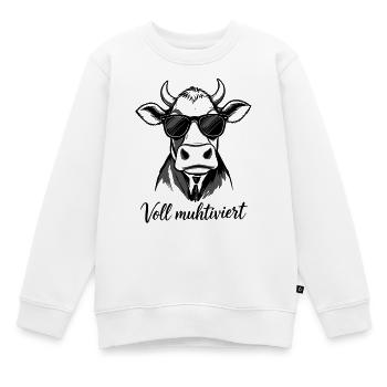 Voll Muhtviert im Büro | Kuh mit Sonnenbrille - Kinder Premium Organic Sweatshirt - Weiß - Vorne - AI Model Kid Male (0cm)