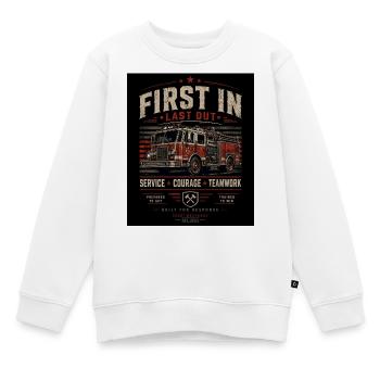 Pompiers, Premier Entrant, Dernier Sorti - Sweat Premium enfant bio - blanc - Devant - AI Model Kid Male (0cm)