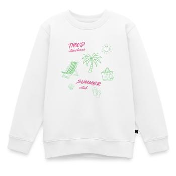 "Tired Teachers Summer Club" Strandurlaubsdesign - Kinder Premium Organic Sweatshirt - Weiß - Vorne - AI Model Kid Male (0cm)