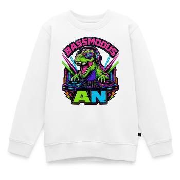 Mode basse activé – Dinosaures néon dans la cabine DJ - Sweat Premium enfant bio - blanc - Devant - AI Model Kid Male (0cm)