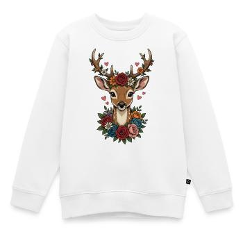 Remplacement des costumes traditionnels du Festival folklorique Deer Antlers Hearts - Sweat Premium enfant bio - blanc - Devant - AI Model Kid Male (0cm)