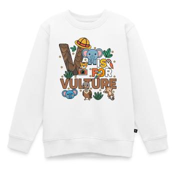 V ist für Geier-Zoo-Party Dschungel-Zoo-Geburtstag - Kinder Premium Organic Sweatshirt - Weiß - Vorne - AI Model Kid Male (0cm)