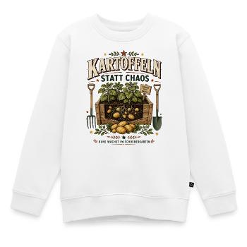 Kartoffeln statt Chaos – Ruhe im Schrebergarten - Kinder Premium Organic Sweatshirt - Weiß - Vorne - AI Model Kid Male (0cm)