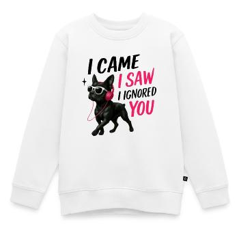 Ich bin gekommen, ich habe dich ignoriert, lustige Hunde-Merch Nr. 2 - Kinder Premium Organic Sweatshirt - Weiß - Vorne - AI Model Kid Male (0cm)