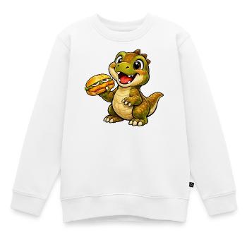 Dino mit Fischbrötchen - Kinder Premium Organic Sweatshirt - Weiß - Vorne - AI Model Kid Male (0cm)