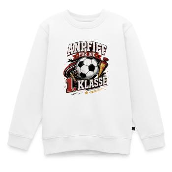 Anpfiff für die 1. Klasse. Einschulung Fußball - Kinder Premium Organic Sweatshirt - Weiß - Vorne - AI Model Kid Male (0cm)
