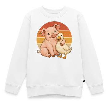 Schwein und Ente - Kinder Premium Organic Sweatshirt - Weiß - Vorne - AI Model Kid Male (0cm)