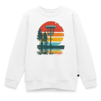 Disc Golf Putter Korb Retro Vintage Sonnenuntergan - Kinder Premium Organic Sweatshirt - Weiß - Vorne - AI Model Kid Male (0cm)