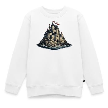 Island castle made of stones by the sea - Kids Premium Organic Sweatshirt - white - Front - AI Model Kid Male (0cm)