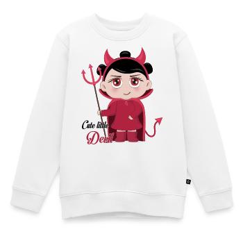 Süßes kleines Teufel-Chibi-Mädchen mit Mistgabel-Graphi - Kinder Premium Organic Sweatshirt - Weiß - Vorne - AI Model Kid Male (0cm)