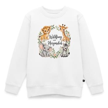 Wildfang und Herzensdieb Safari Tiere Aquarell - Kinder Premium Organic Sweatshirt - Weiß - Vorne - AI Model Kid Male (0cm)
