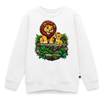 Süße Löwen Kinder Löwenfans Safari Wildnis  - Kinder Premium Organic Sweatshirt - Weiß - Vorne - AI Model Kid Male (0cm)
