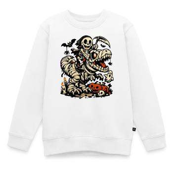 Skelett reitet Dinosaurier Halloween Kostüm Kinder - Kinder Premium Organic Sweatshirt - Weiß - Vorne - AI Model Kid Male (0cm)