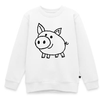 Fröhliches Schwein in naiver Zeichenkunst - Kinder Premium Organic Sweatshirt - Weiß - Vorne - AI Model Kid Male (0cm)
