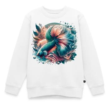 Betta splendens, poisson coloré - Sweat Premium enfant bio - blanc - Devant - AI Model Kid Male (0cm)