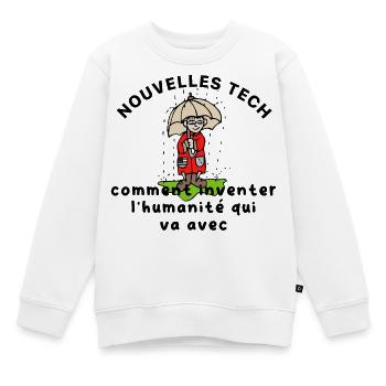 Les_nouvelles_tech_et_l-humanite_ - Sweat Premium enfant bio - blanc - Devant - AI Model Kid Male (0cm)