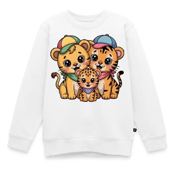 Süße Löwe Tiger Leopard Freunde - Kinder Premium Organic Sweatshirt - Weiß - Vorne - AI Model Kid Male (0cm)