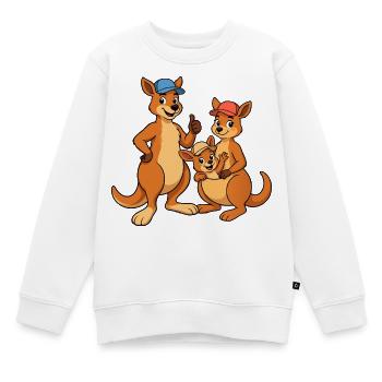 Känguru Familie Cap Trio - Kinder Premium Organic Sweatshirt - Weiß - Vorne - AI Model Kid Male (0cm)