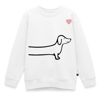 Dackel Herz Hunde - Kinder Premium Organic Sweatshirt - Weiß - Vorne - AI Model Kid Male (0cm)