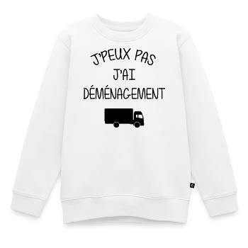 Déménageur / Déménagement / Déménager / Camion - Sweat Premium enfant bio - blanc - Devant - AI Model Kid Male (0cm)