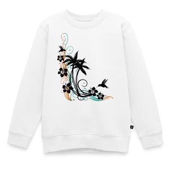 Palmen Hibiskus Kolibri Sommer - Kinder Premium Organic Sweatshirt - Weiß - Vorne - AI Model Kid Male (0cm)
