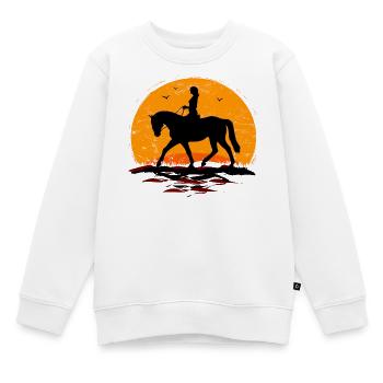 Equitation - Cavalier - École d’équitation - Cheval - Soleil - Sweat Premium enfant bio - blanc - Devant - AI Model Kid Male (0cm)