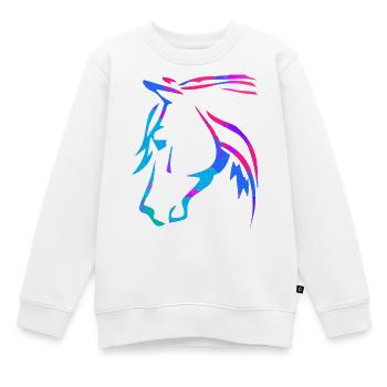 Cheval en rose - Dessin de tête de cheval - Équitation - Sweat Premium enfant bio - blanc - Devant - AI Model Kid Male (0cm)