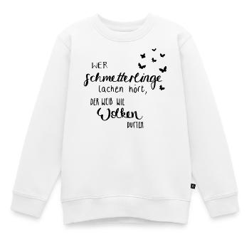 Schmetterlinge lache & Wolken duften - Kinder Premium Organic Sweatshirt - Weiß - Vorne - AI Model Kid Male (0cm)