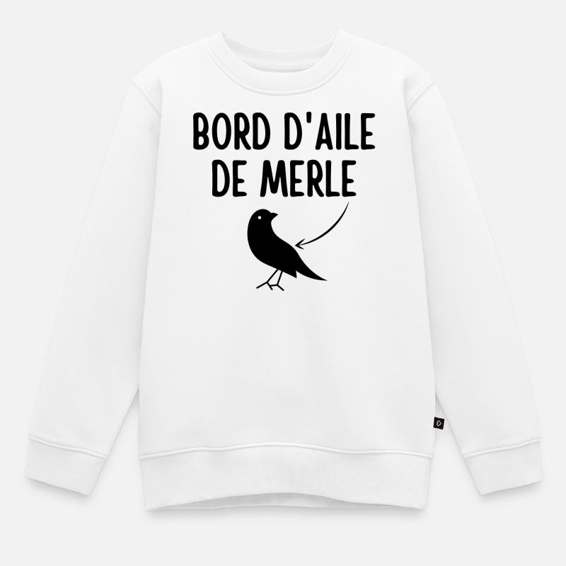 merle, bord d aile de merle - Sweat Premium enfant bio - blanc