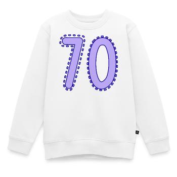 70. 70 ANS. 70e ANNIVERSAIRE. ANNIVERSAIRE 70 ANS. - Sweat Premium enfant bio - blanc - Devant - AI Model Kid Male (0cm)