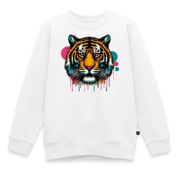 Tiger - Kinder Premium Organic Sweatshirt - Weiß - Vorne - AI Model Kid Male (0cm)