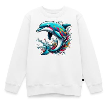 Delfin - Kinder Premium Organic Sweatshirt - Weiß - Vorne - AI Model Kid Male (0cm)