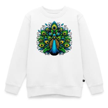Pfau - Kinder Premium Organic Sweatshirt - Weiß - Vorne - AI Model Kid Male (0cm)