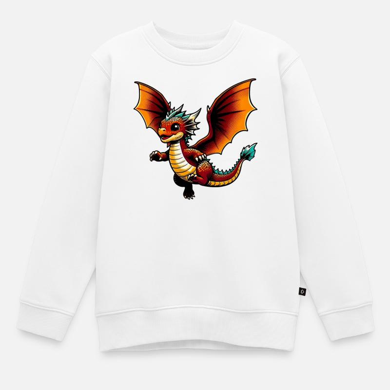 Drache - Kinder Premium Organic Sweatshirt - Weiß