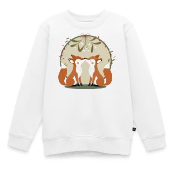 Verliebte Füchse küssen sich unter dem Mistelzweig - Kinder Premium Organic Sweatshirt - Weiß - Vorne - AI Model Kid Male (0cm)