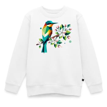Guêpiers sur les pommiers en fleurs – Motif coloré - Sweat Premium enfant bio - blanc - Devant - AI Model Kid Male (0cm)