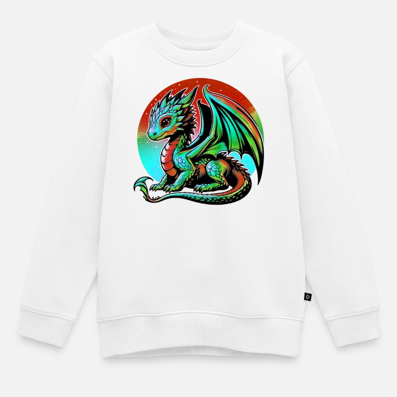 Drache - Kinder Premium Organic Sweatshirt - Weiß