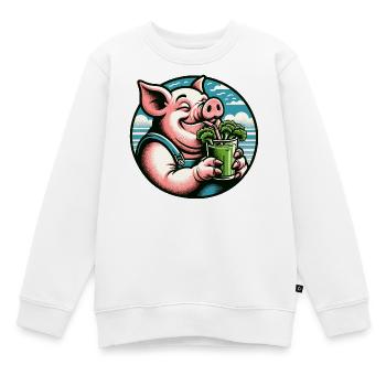 Piggy aime le jus vert - Sweat Premium enfant bio - blanc - Devant - AI Model Kid Male (0cm)