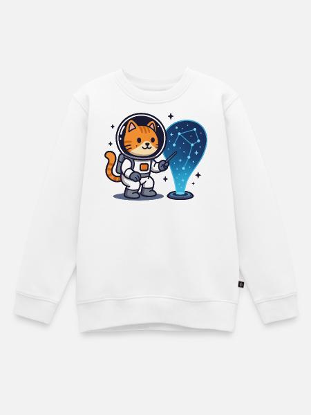 Space Cat Constellation – Kawaii - Kinder Premium Organic Sweatshirt - Weiß