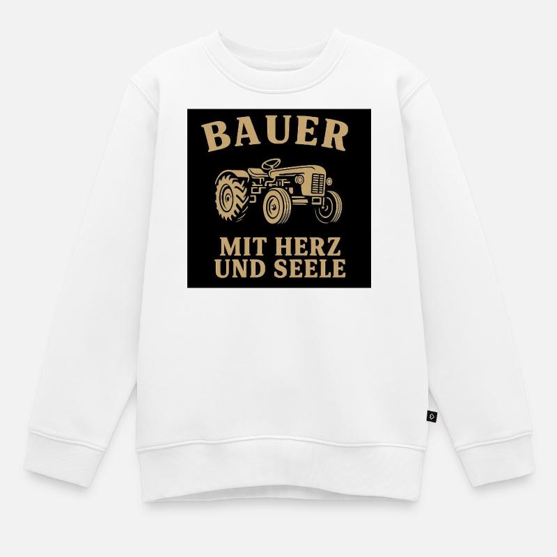 Bauerherz Traktor Motiv - Kinder Premium Organic Sweatshirt - Weiß