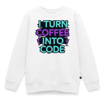 Ich verwandle Kaffee in Code - Kinder Premium Organic Sweatshirt - Weiß - Vorne - AI Model Kid Male (0cm)