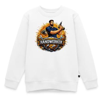 Logo Craftsman – Style de bande dessinée avec perceuse - Sweat Premium enfant bio - blanc - Devant - AI Model Kid Male (0cm)