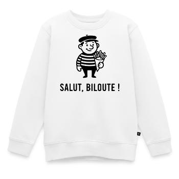 Salut biloute - Sweat Premium enfant bio - blanc - Devant - AI Model Kid Male (0cm)