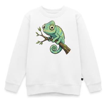 Caméléon sur une branche - Sweat Premium enfant bio - blanc - Devant - AI Model Kid Male (0cm)