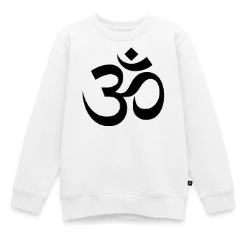Om Symbol Mantra Silhouette - Kinder Premium Organic Sweatshirt - Weiß - Vorne - AI Model Kid Male (0cm)